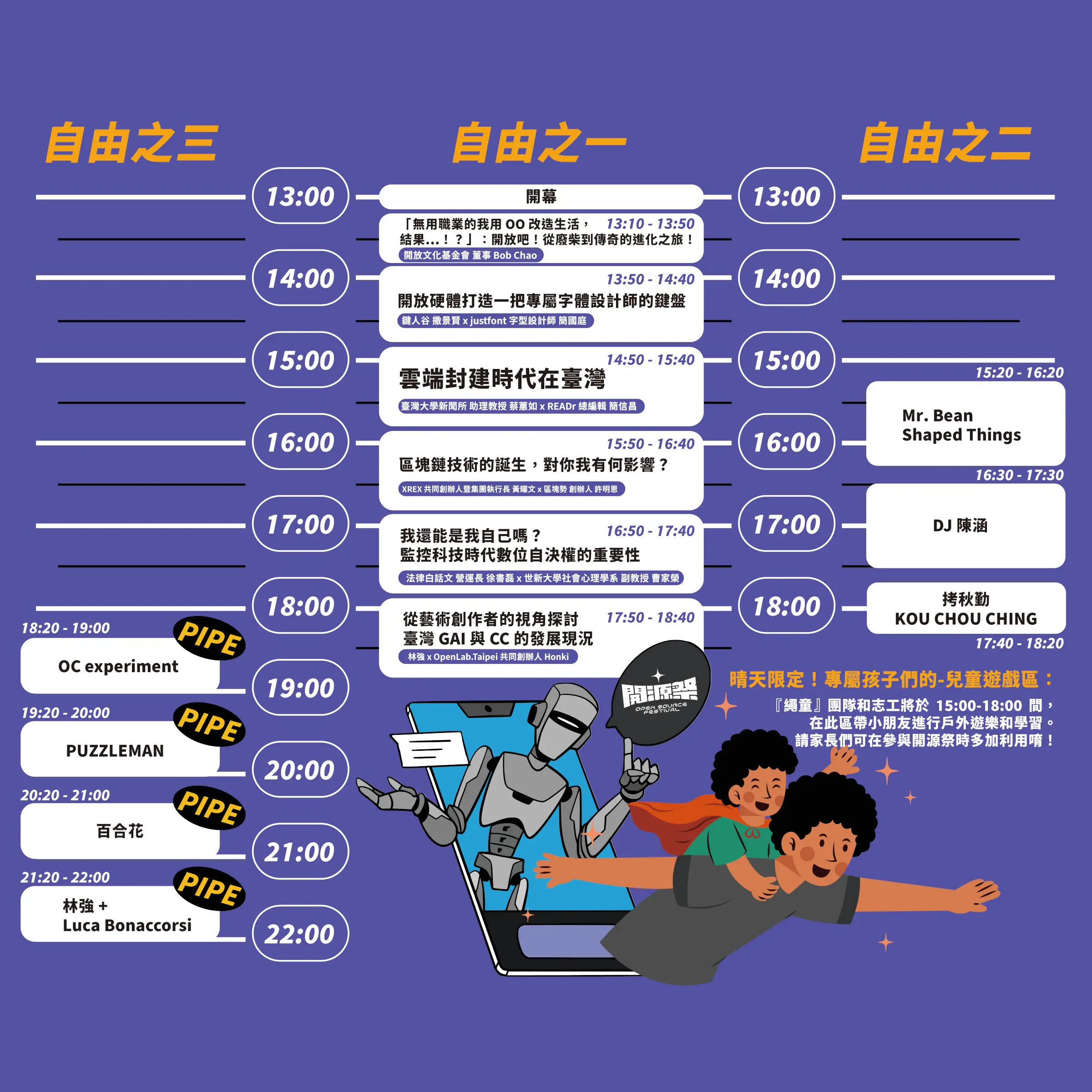 開源祭講座、音樂演出時間表 開源祭講座、音樂演出時間表